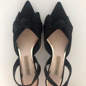 Zara bow slingback heels
